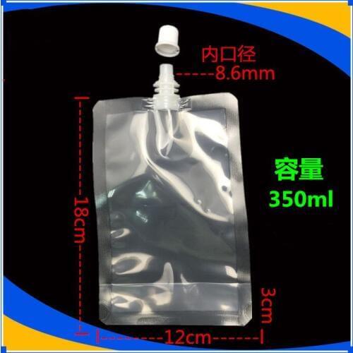 DHL 12*18cm 350ml 300Pcs/ Lot Juice Drinking Storage Stand Up Transparent PE Spout Pouch Jelly Clear Plastic Doypack Spout Bag