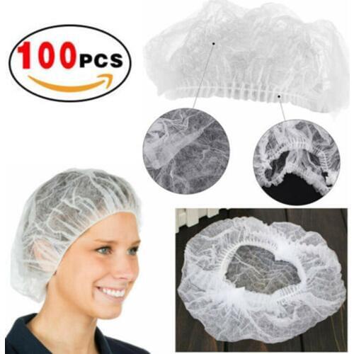 For Spa Hair Salon Beauty Accessories Double Ribbon Non-woven Disposable Shower Caps Pleated Anti Dust Hat Women Men Bath