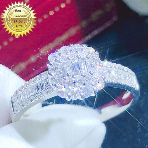 18k white gold diamond ring Engagement&Wedding Natural Real Diamond Ring Jewellery have certificate 08