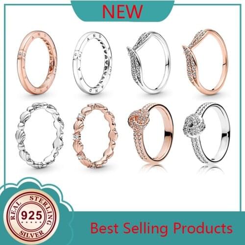 Authentic 925 Sterling Silver Logo Peach Heart Glittering Shell Ring For Womens Engagement Anniversary Diy Charm Jewelry