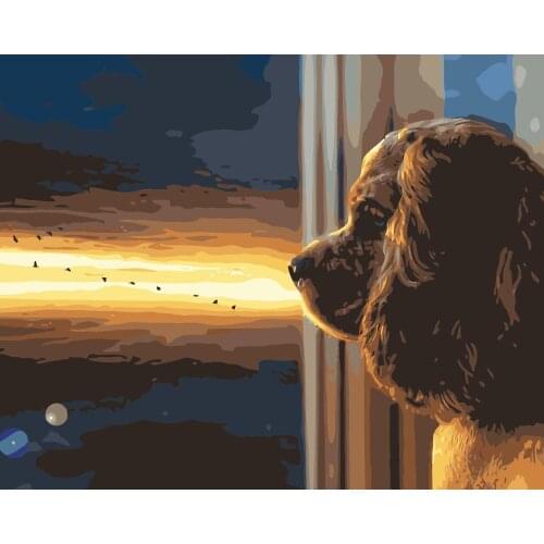 MaHuaf-j466 the miss of dog Painting By Numbers DIY Digital canvas painting Home Decor wall art in bedroom