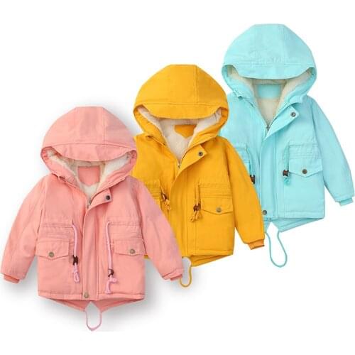 2021 Fashion Winter Thick Warm Children Clothes Hooded Plus Velvet Baby Boys Girls Coat Kids Fleece Outerwear Jacket For Boys