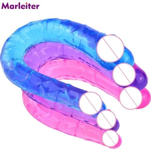 NEW U Type Prostate Couple Dildos Anal Vagina G-spot Soft Jelly Dildo Realistic Penis Dick Masturbator Erotic Sex Toys for Woman