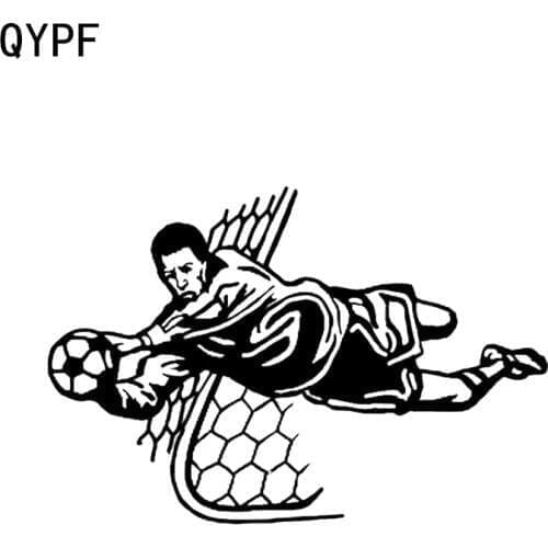 QYPF 15.3*10.3CM Coolest Player Kicking Soccer goalkeeper Decor Car Reflective Sticker Vinyl Black/Silver C16-0513