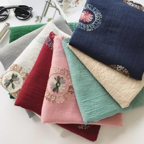 8 Colors Plain Embroidered Viscose Shawl Scarf Summer Travel Seaside Holiday Sunscreen Scarves Wrap Foulard Hijab Muslim Sjaal