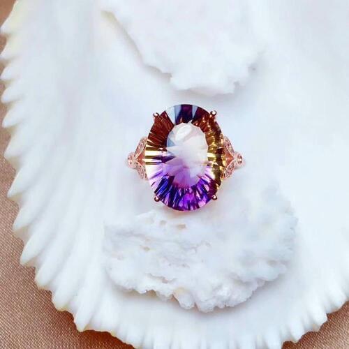 Shilovem 925 sterling silver piezoelectric ametrine rings fine Jewelry women trendy party classic new mj1216098agzj