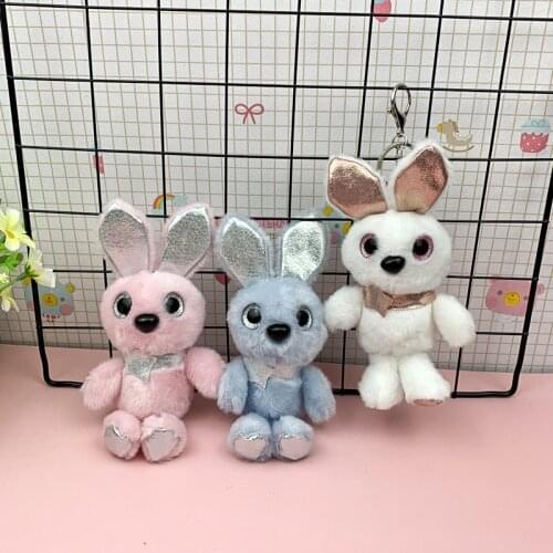 Pretty 18cm Stylish Creative cute bow tie bunny rabbit plush Exquisite pendant keychain soft Soothing doll christmase gift