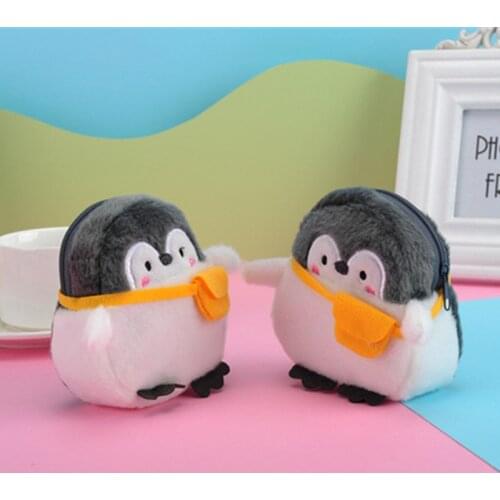 Cute Penguin Plush Purse Cartoon Animal Coin Card Wallet Pendant High Quality Plush Bag Ornaments Decor Kawaii Girls Kids Gift