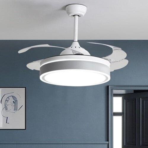 Hidden fan light frequency conversion timing bedroom remote control fan light cross-border silent living room led
