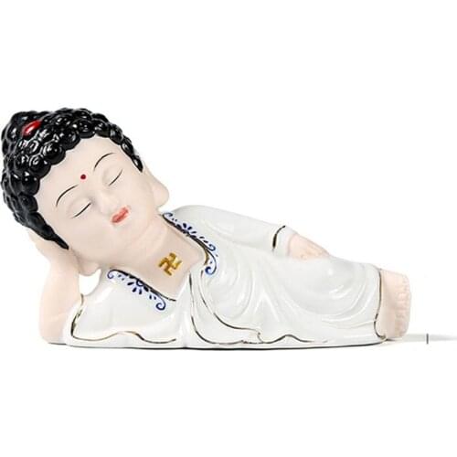 Buddha Statues Car Ornaments Feng Shui Lying Sculpture Figurines Ceramic Crafts Home Decoration Accessories Garden