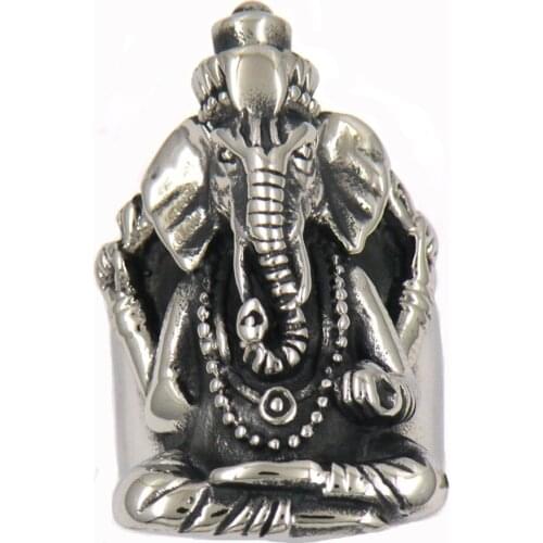 FANSSTEEL Stainless Steel Jewelry Elephant Ganesha Ring FSR12W26