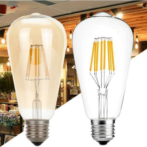 Vintage Retore Dimmable ST64 E27 6W 8W LED Chandelier Candle Light Edison Bulb Filament 220V Clear Brown Lamp For Home Bar Decor