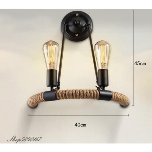Vintage Wall Sconce Hemp Rope Wall Lamp Loft Stair Lighting Bar Restaurant Decoration Retro Wall Lighs for Home Kitchen Fixtures