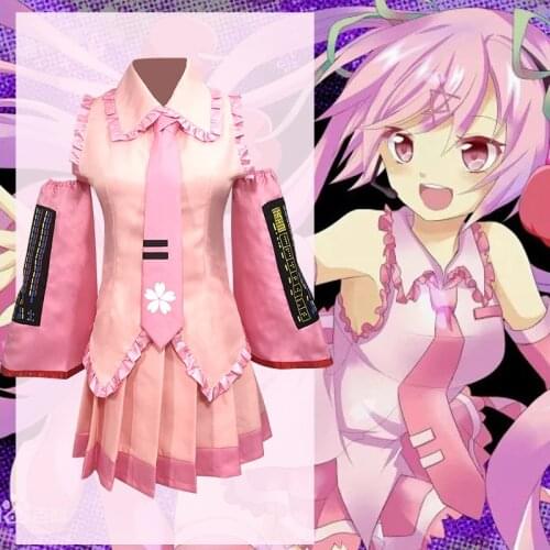 Virtual Singer Sakura Miku Cosplay Full Suit VOCALOID Miku Wig Costume Pink Sakura Official Uniform Cos Props Performance Party