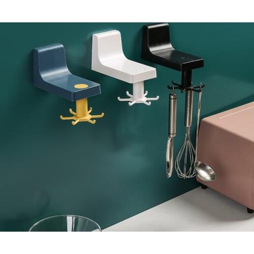 360 ° Rotating Kitchen Hook Pot Shovel Spoon Hanging Rack Bathroom Hanger Wall Hanging Hook Holder Kitchen Storage Supplies