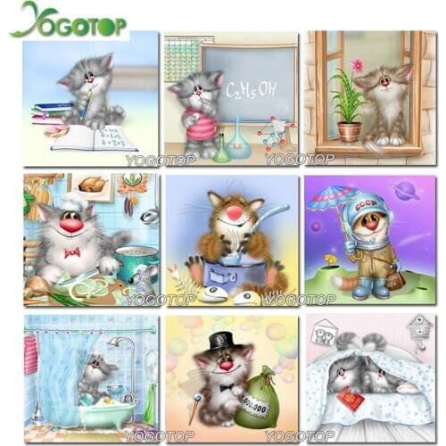 Needlework DIY 5D Diamond Painting Cross Stitch Full Diamond Embroidery Cartoon cat Pattern Rhinestone Pasted Painting XC516