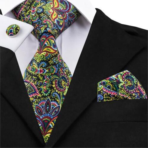 Hi-Tie Brand Vintage Floral Silk Tie Sets Mens Ties Designers Fashion Neck Ties Hanky Cufflinks Gravata Print Ties For Men Shirt