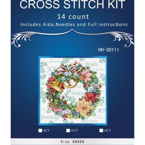 Top Quality Beautiful Lovely Counted Cross Stitch Kit Holiday Harmony Wreath Christmas Jingle Bells dim 066