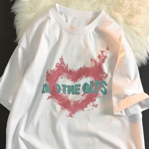 GUUZYUVIZ Love Print Tee Shirt Femme Summer Loose Casual Vintage Stranger Things Funny T Shirts O-neck Womens Tops And Blouses