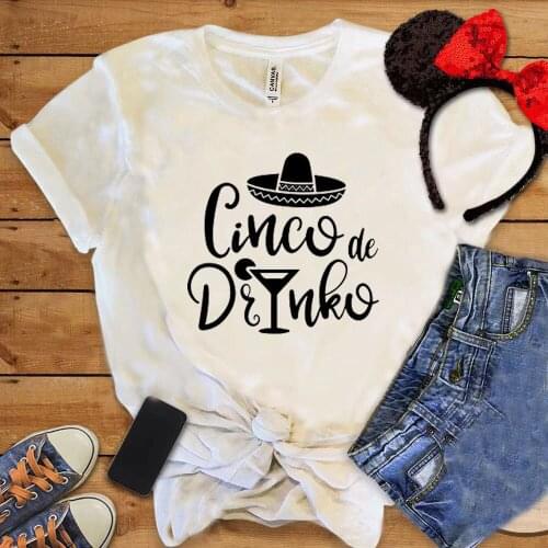 Cinco De Drinko Printing Women T-shirt Cute The Cowboy Hat Unisex Comfort Shirt Cinco De Mayo Lady Hipster Tops Fashiont Tee