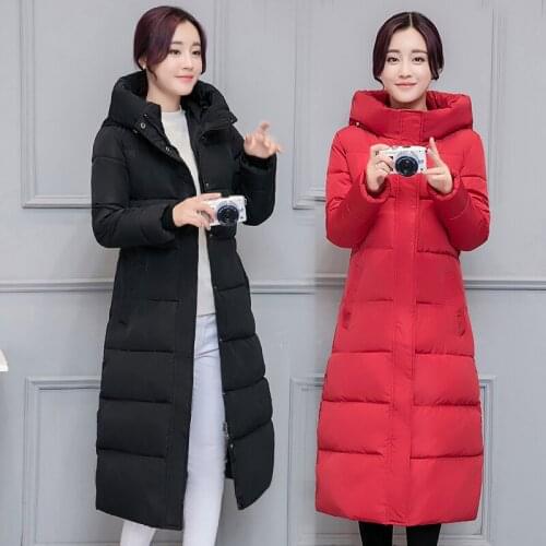 2021 New Winter Jacket Women Parkas Hooded Thick Down Cotton Padded Parka Female Cotton Jacket Long Coat Slim Warm Outwear