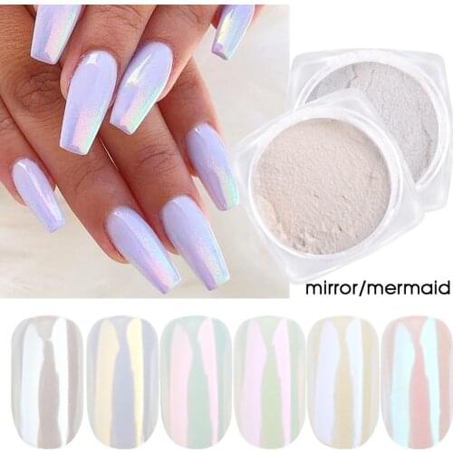 1 Box Pearl Powder Nail Art Glitter Mirror Mermaid Effect Chrome Pigment UV Gel Polish Dust Manicure Decoration