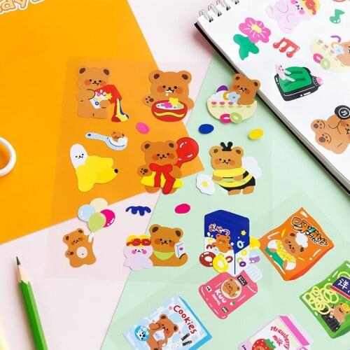 1Pc Candy Bear Kawaii Stickers Decoration Scrapbooking Styling Bullet Journal Toy Deco Album DIY Korea Stationery Stickers