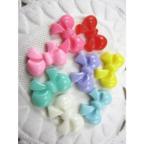 100pcs/lot DIY resin cabochons accessories flat back resin mix colors bows