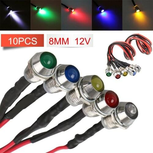 10x 12V Led Panel Indicator Lights Lamp Pilot Dash Directional Car Truck Boat Dash Dashboard Panel Warning Lamp Car Lights