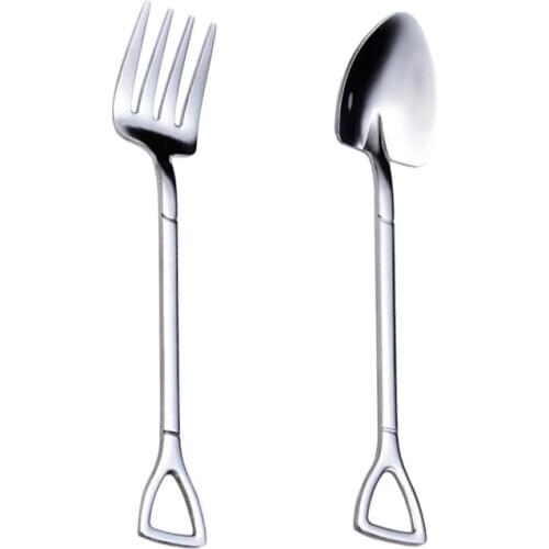 Stainless Steel Coffee Spoon Creative Tableware Children Spoon Cute Dessert Fork 2Pces/set