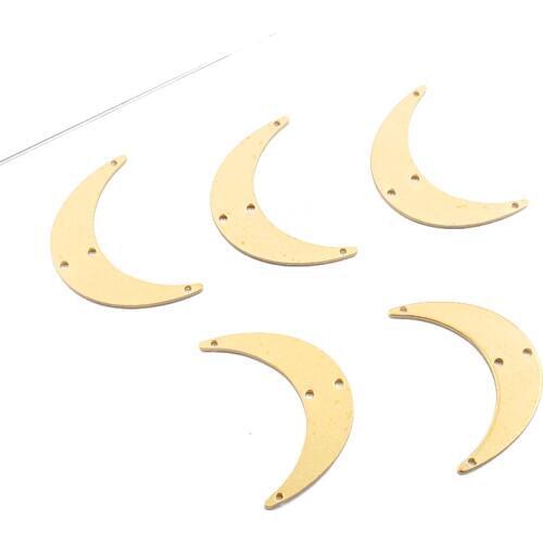 20pcs Raw Brass 4 holes Crescent Moon Charms Connector For DIY Handmade Earrings Necklace Jewelry Making Material 20x30mm