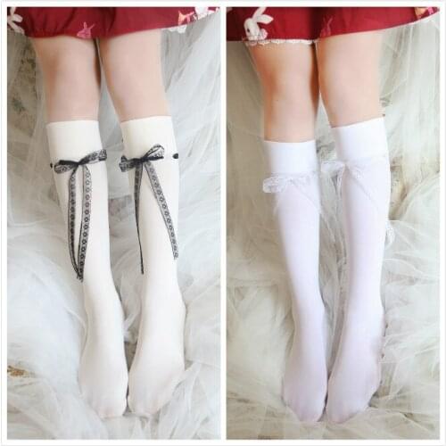 2019 Lolita New Japanese bow-knotted calf stockings, velvet and knee stockings, lovely girl ribbon stockings XWZ-CT20