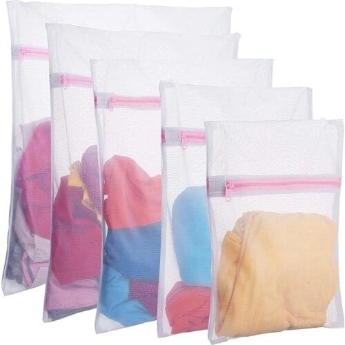 5 Size White Coarse Mesh Laundry Bags for Washing Machines Lingerie Laundry Washing Bags Modern PET + PE Polyester Laundry Bag