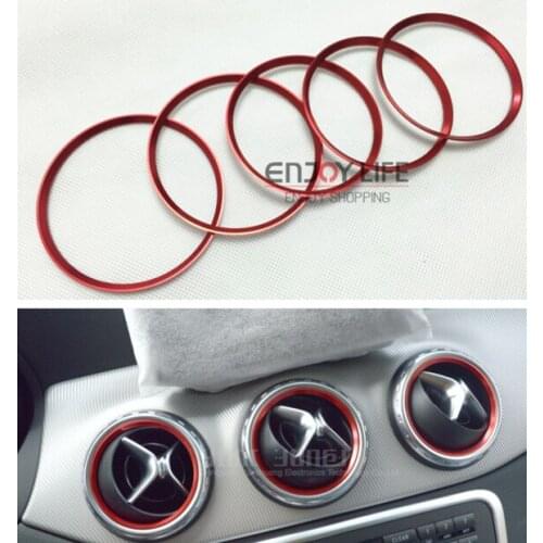 5pcs Red Air Condition Air Vent Outlet Ring Cover Trim for Mercedes Benz CLA C117 CLA180 CLA200 CLA250 X156 GLA GLA200 GLA220