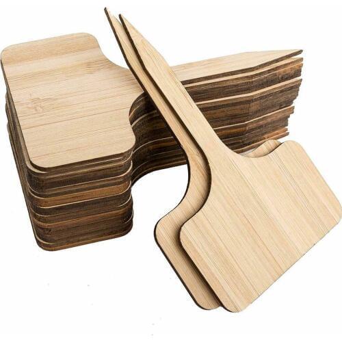 50pcs Wood Cube Small Blackboard Tags DIY Plant Labels Garden Markers T-Type Plant Tags Handmake Craft Decoration