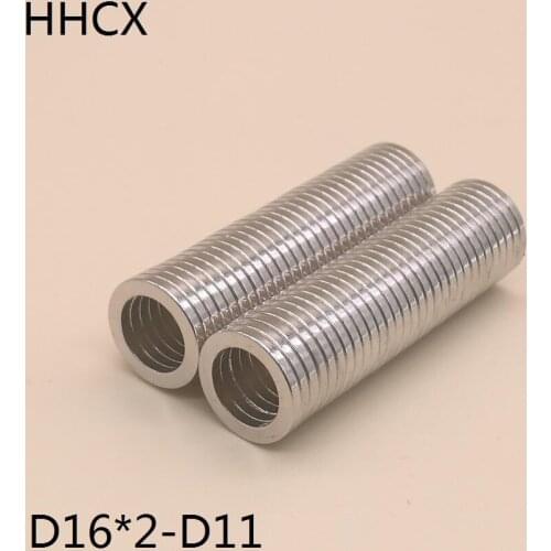 50pcs/lot Ring N35 Strong NdFeB magnet 16*2 Hole 11 Permanent Neodymium magnet 16x2 for speaker 16x2-11