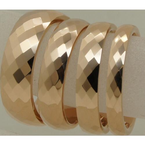 6mm width rare women/girl rose gold plating multi facet tungsten ring size 5-ring size 9