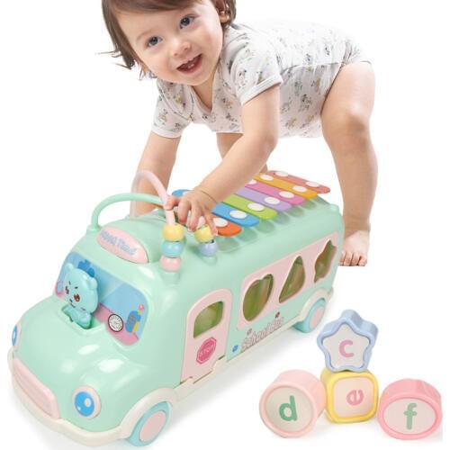 8PCS/Set Multifunction Early Educational Car Toys Baby Learning Music 5 in 1 Bus Education Toddler Mobile Toy for Boys Girls