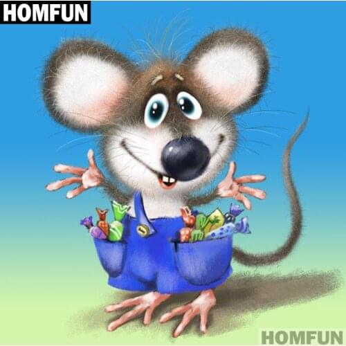 HOMFUN Full Square/Round Drill 5D DIY Diamond Painting "Mouse Eats Candy" 3D Embroidery Cross Stitch 5D Decor Gift A01025