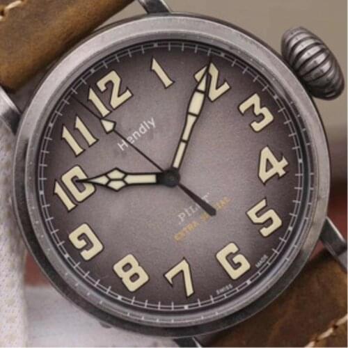 Luxury Retro Pilot Chronograph Mens Watch Sapphire Luminous Calendar Men Military Watch Business Sports Rubber Band Male Clock