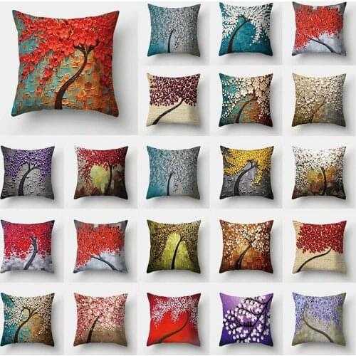 Nordic Painting Cushion Cover Colorful Tree Decorative Sofa Cushions Pillow Covers Throw Pillows 45*45 Pillow Cases Home Decor