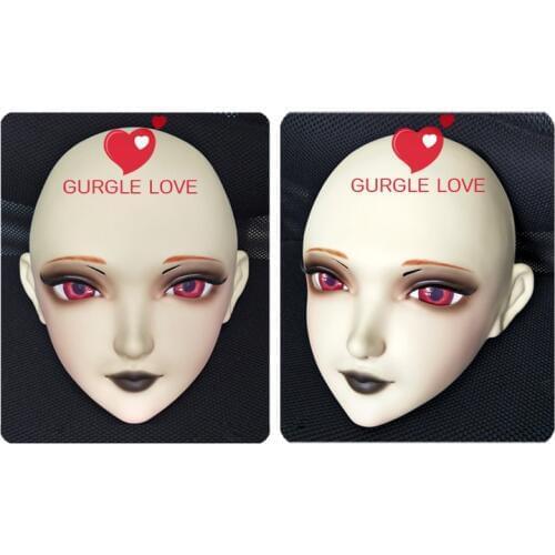 GL058) Sweet Girl Resin Half Head BJD Kigurumi Mask With Eyes Cosplay Anime Role Lolita Mask Crossdress Doll