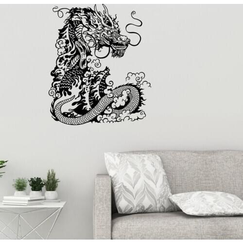 Chinese Dragon Vinyl Wall Decal Asian Fantasy Beast Room Interior Vinyl Stickers Waterproof Wallpaper Mural 2236