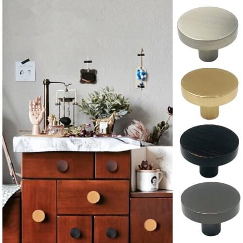 Round Brass Dresser Knobs Drawer Pulls Handles Cabinet Door Knob Handle Simple Gold Kitchen Hardware Pull Furniture Handles