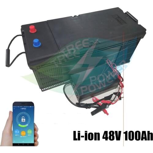 Lithium ion battery 48V 100AH li ion battery With BMS for 4000W scooter boat inverter Solar energy storage +10A charger