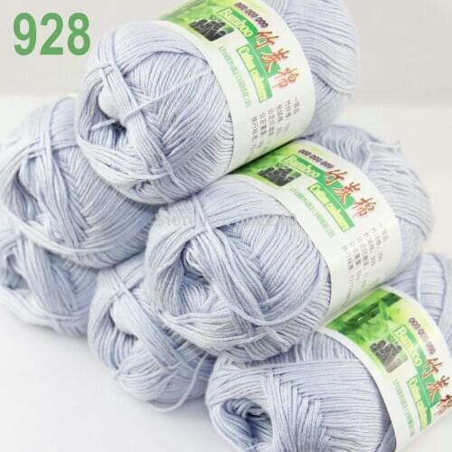 Lot of 6 Skeins Super Soft Natural Bamboo Cotton Knitting Yarn Light Silve 928