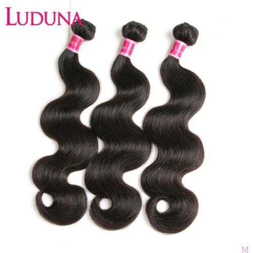 Luduna Hair Bundles 3 Bundle Deals Body Wave Human Hair Weave Bundles Remy Brazilian Hair Weave Bundles