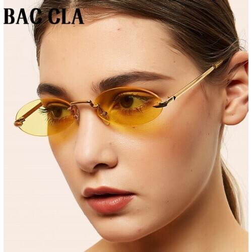 Small Oval Sunglasses Women Female Vintage Hip Hop Balck Glasses Retro Sunglass Lady Luxury Brand Eyewear Metal Rimless Glasses