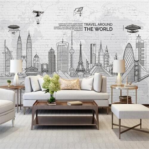 Milofi custom 3d three-dimensional European-style hand-painted city building brick wall background wall large wallpaper mural