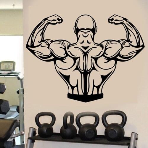 Bodybuilder Gym Wall Decals Fitness Sport Muscles Fitness Wall Sticker Vinyl Decal Removable Gym Decoration Accessories C364